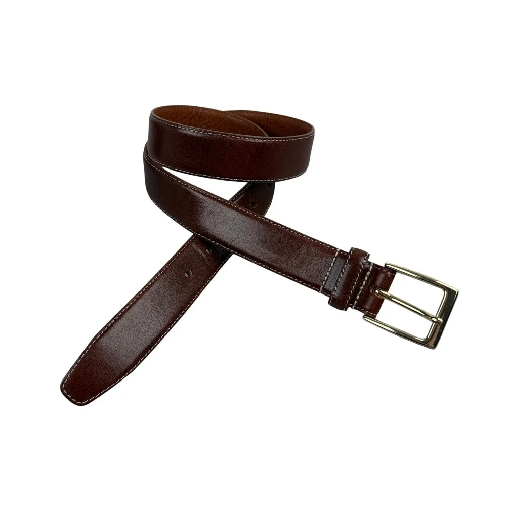 Trafalgar Leather Belt Mens 32 Brown Handmade in Spain Dress Casual Stitched 1